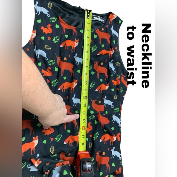 Paper Plane London Lined Fit and Flare Dress, Lightweight, Back Zipper, Black - Picture 8 of 12